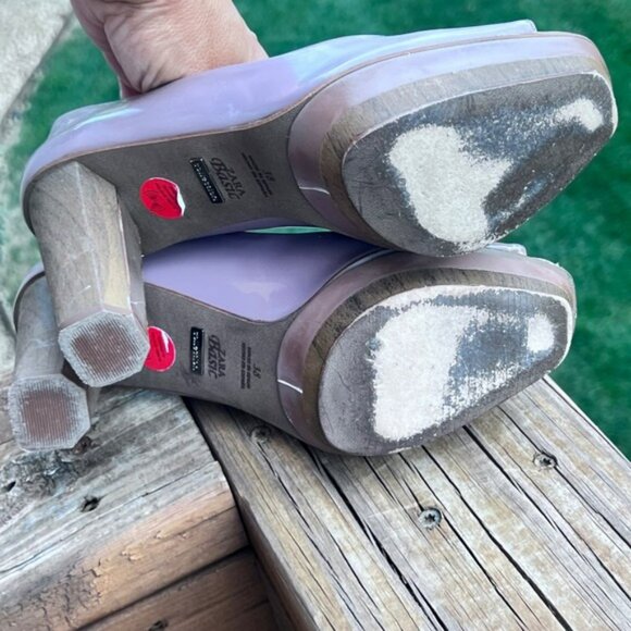 Zara Basic Collection Lilac Patent Leather Peep Toe Platform Heels - Picture 6 of 7